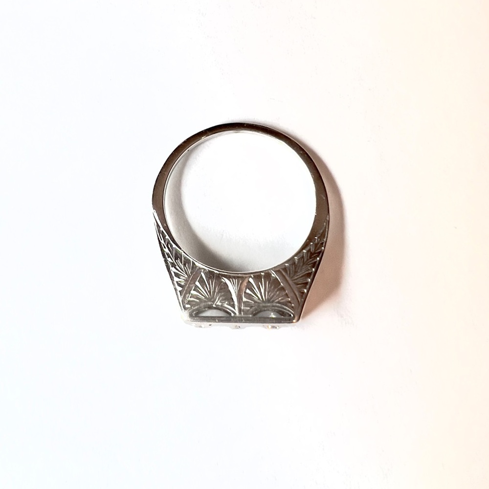 14K White Gold 0.15TCW Natural DIAMONDS Filigree Ring 2.57g - Picture 6 of 7
